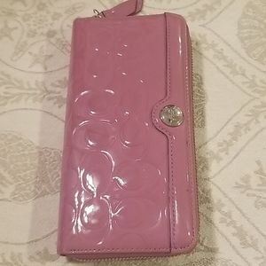 Coach patent leather pink wallet